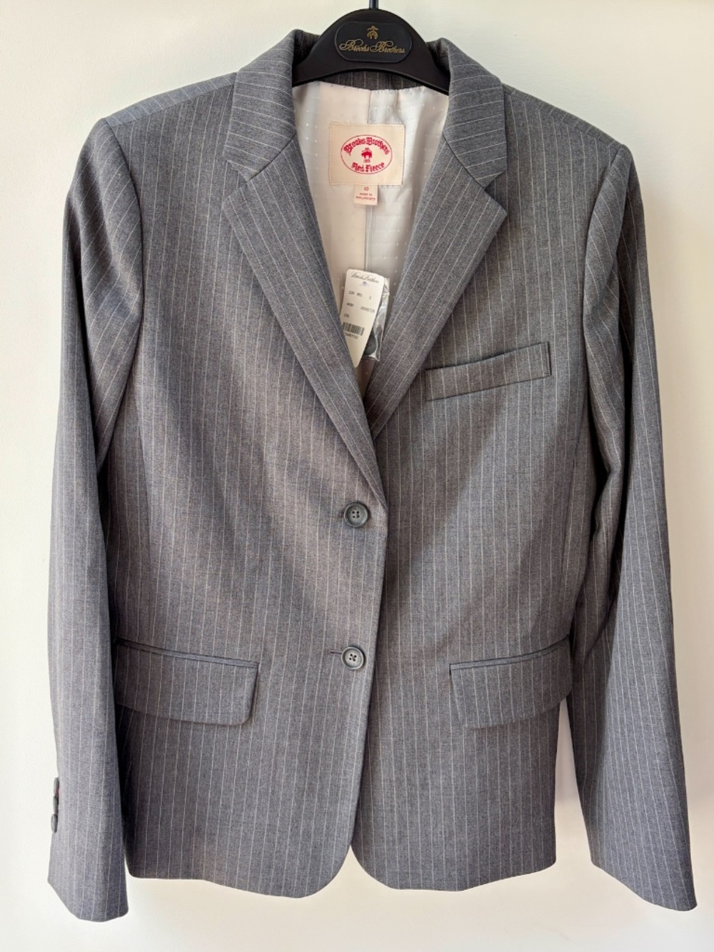 Brooks Brothers Wool Blazer - Women's size 10, grey pinstripe, NWT